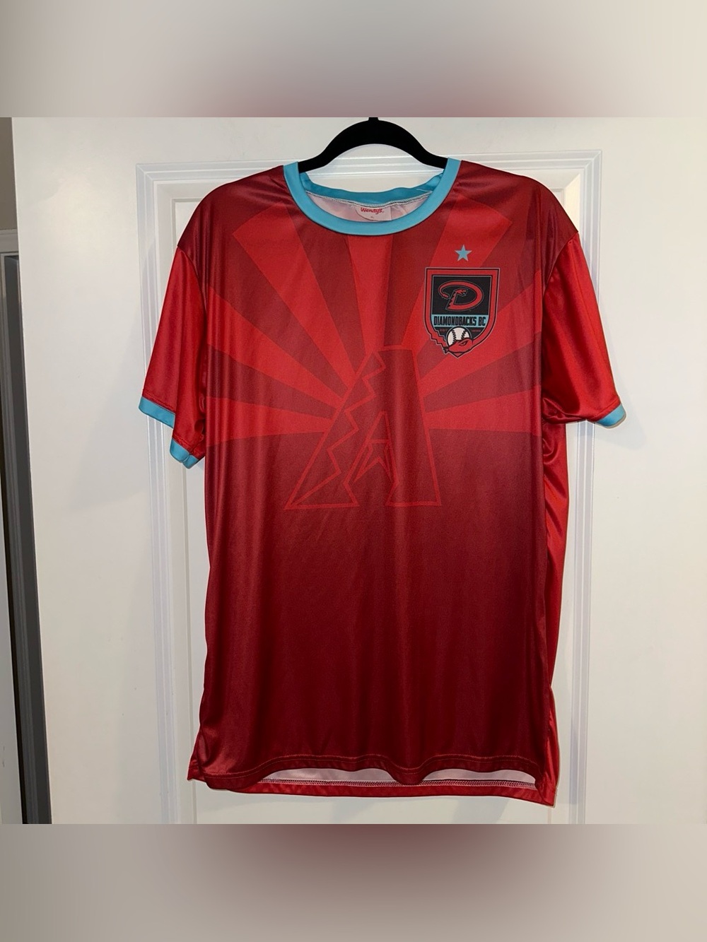 Diamondbacks FC Moreno Red Soccer Jersey with Light Blue Trim